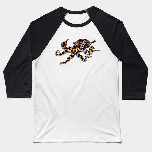 Blue Ringed Octopus Baseball T-Shirt by DeclanTIGERIllustration